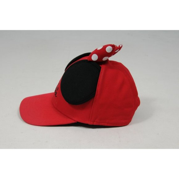 Disney Kid's Red Black Minnie Mouse Bow & Ears Adjustable Baseball Hat Cap - Picture 6 of 11